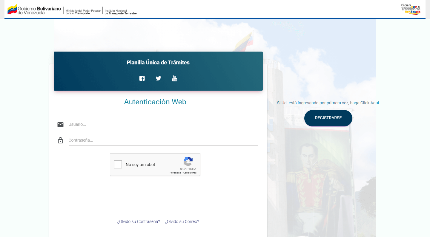 Planilla Única de Trámites - INTT - put.intt.gob.ve